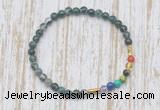 CGB7029 7 chakra 4mm moss agate beaded meditation yoga bracelets