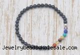 CGB7058 7 chakra 4mm blue goldstone beaded meditation yoga bracelets