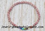 CGB7066 7 chakra 4mm pink wooden fossil jasper beaded meditation yoga bracelets