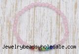 CGB7087 7 chakra 4mm rose quartz beaded meditation yoga bracelets