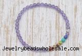 CGB7091 7 chakra 4mm light amethyst beaded meditation yoga bracelets