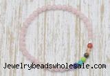 CGB7093 7 chakra 4mm pink morganite beaded meditation yoga bracelets