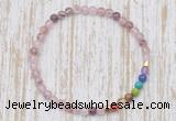 CGB7095 7 chakra 4mm strawberry quartz beaded meditation yoga bracelets