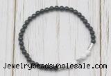 CGB7125 4mm black onyx & white howlite beaded meditation yoga bracelets