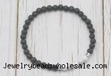 CGB7126 4mm black lava & white howlite beaded meditation yoga bracelets