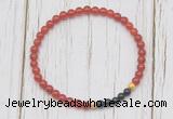 CGB7129 4mm red agate & black onyx beaded meditation yoga bracelets