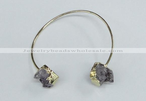 CGB720 13*18mm oval druzy amethyst gemstone bangles wholesale