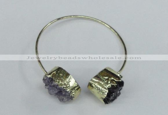 CGB721 15*20mm oval druzy amethyst gemstone bangles wholesale