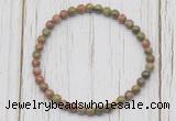 CGB7219 4mm tiny unakite beaded meditation yoga bracelets