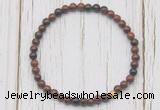 CGB7259 4mm tiny mahogany obsidian beaded meditation yoga bracelets