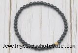 CGB7262 4mm tiny black obsidian beaded meditation yoga bracelets