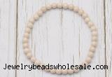 CGB7265 4mm tiny white fossil jasper beaded meditation yoga bracelets