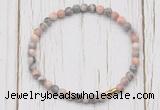 CGB7269 4mm tiny pink zebra jasper beaded meditation yoga bracelets