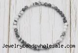 CGB7276 4mm tiny black & white jasper beaded meditation yoga bracelets