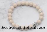 CGB7350 8mm white fossil jasper bracelet with buddha for men or women