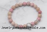 CGB7351 8mm pink wooden jasper bracelet with tiger head for men or women