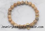 CGB7357 8mm picture jasper bracelet with skull for men or women