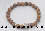 CGB7362 8mm elephant skin jasper bracelet with lion head for men or women