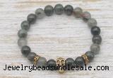 CGB7363 8mm blood jasper bracelet with skull for men or women