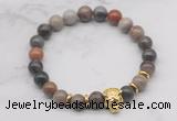 CGB7365 8mm wooden jasper bracelet with tiger head for men or women