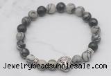 CGB7370 8mm black water jasper bracelet with lion head for men or women