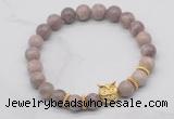 CGB7372 8mm lepidolite bracelet with owl head for men or women