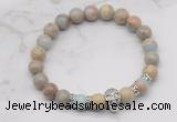 CGB7374 8mm serpentine jasper bracelet with skull for men or women