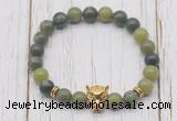 CGB7380 8mm Canadian jade bracelet with leopard head for men or women