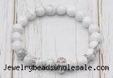 CGB7390 8mm white howlite bracelet with skull for men or women