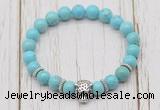 CGB7392 8mm blue howlite bracelet with tiger head for men or women