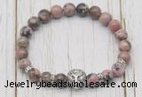 CGB7402 8mm rhodonite bracelet with lion head for men or women