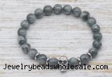 CGB7422 8mm eagle eye jasper bracelet with skull for men or women