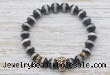 CGB7431 8mm Tibetan agate bracelet with skull for men or women