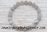 CGB7438 8mm grey banded agate bracelet with buddha for men or women