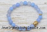 CGB7439 8mm blue banded agate bracelet with skull for men or women