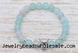 CGB7440 8mm sea blue banded agate bracelet with leopard head for men or women