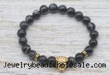 CGB7445 8mm black banded agate bracelet with tiger head for men or women