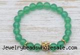 CGB7448 8mm green agate bracelet with owl head for men or women