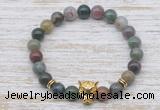 CGB7465 8mm Indian agate bracelet with leopard head for men or women