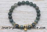 CGB7466 8mm moss agate bracelet with skull for men or women