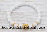 CGB7470 8mm white candy jade bracelet with lion head for men or women