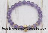 CGB7489 8mm amethyst bracelet with skull for men or women