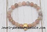 CGB7508 8mm rainbow moonstone bracelet with tiger head for men or women