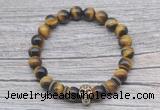 CGB7516 8mm yellow tiger eye bracelet with skull for men or women