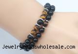 CGB7602 8mm black onyx & yellow tiger eye mala stretchy bracelets