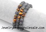 CGB7609 8mm matte black labradorite & yellow tiger eye mala stretchy bracelets