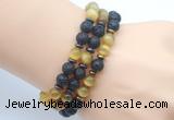 CGB7613 8mm black lava & golden tiger eye mala stretchy bracelets