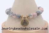 CGB7755 8mm pink zebra jasper bead with luckly charm bracelets