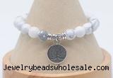 CGB7790 8mm white howlite bead with luckly charm bracelets