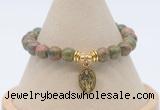 CGB7797 8mm unakite bead with luckly charm bracelets wholesale